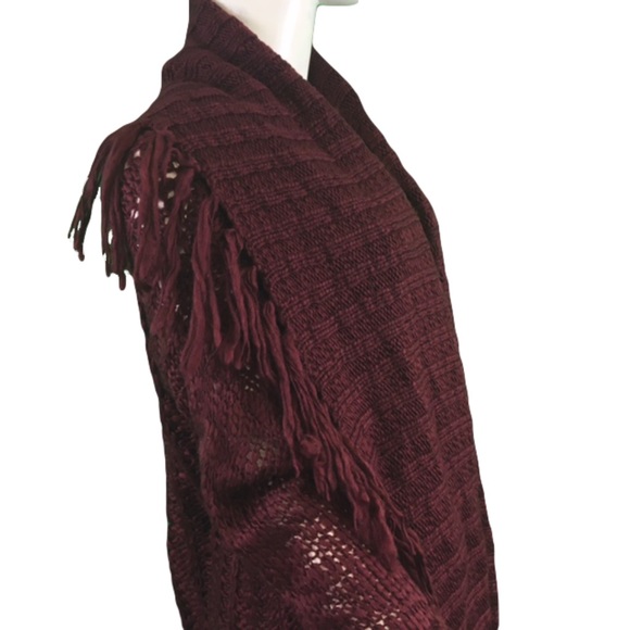 NWT Mystree Burgundy Knit Tassel Cardigan - Picture 2 of 5